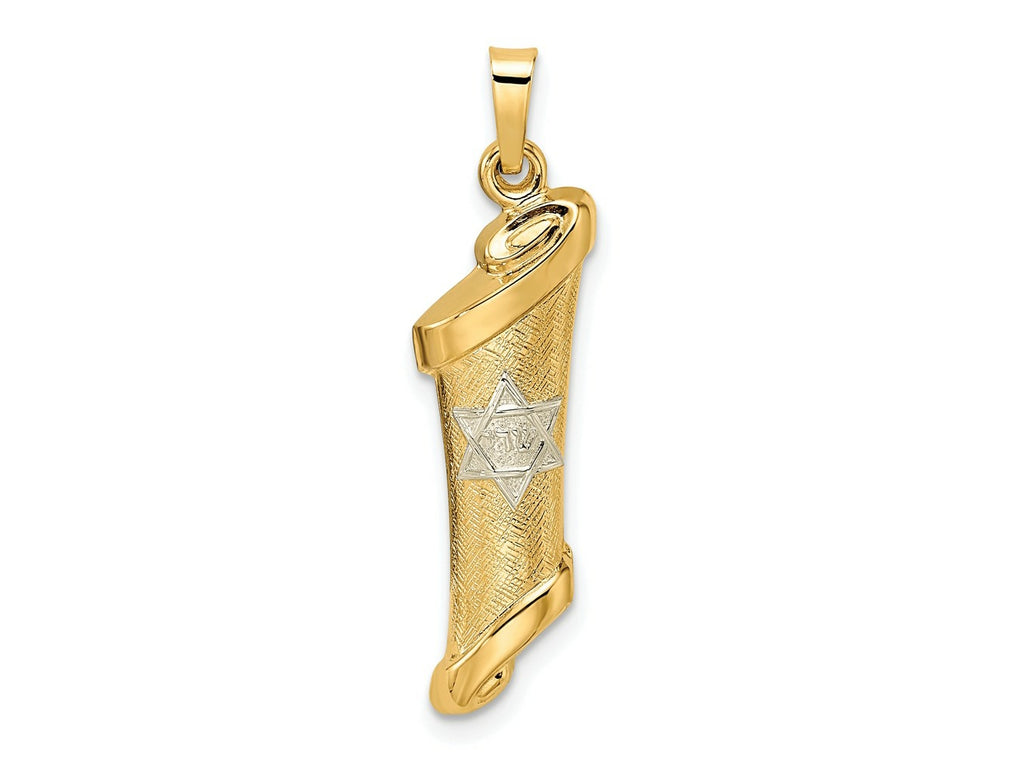 FJC Finejewelers 14 kt Two Tone Gold Polished and Textured Hollow Mezuzah Charm 31 x 7 mm