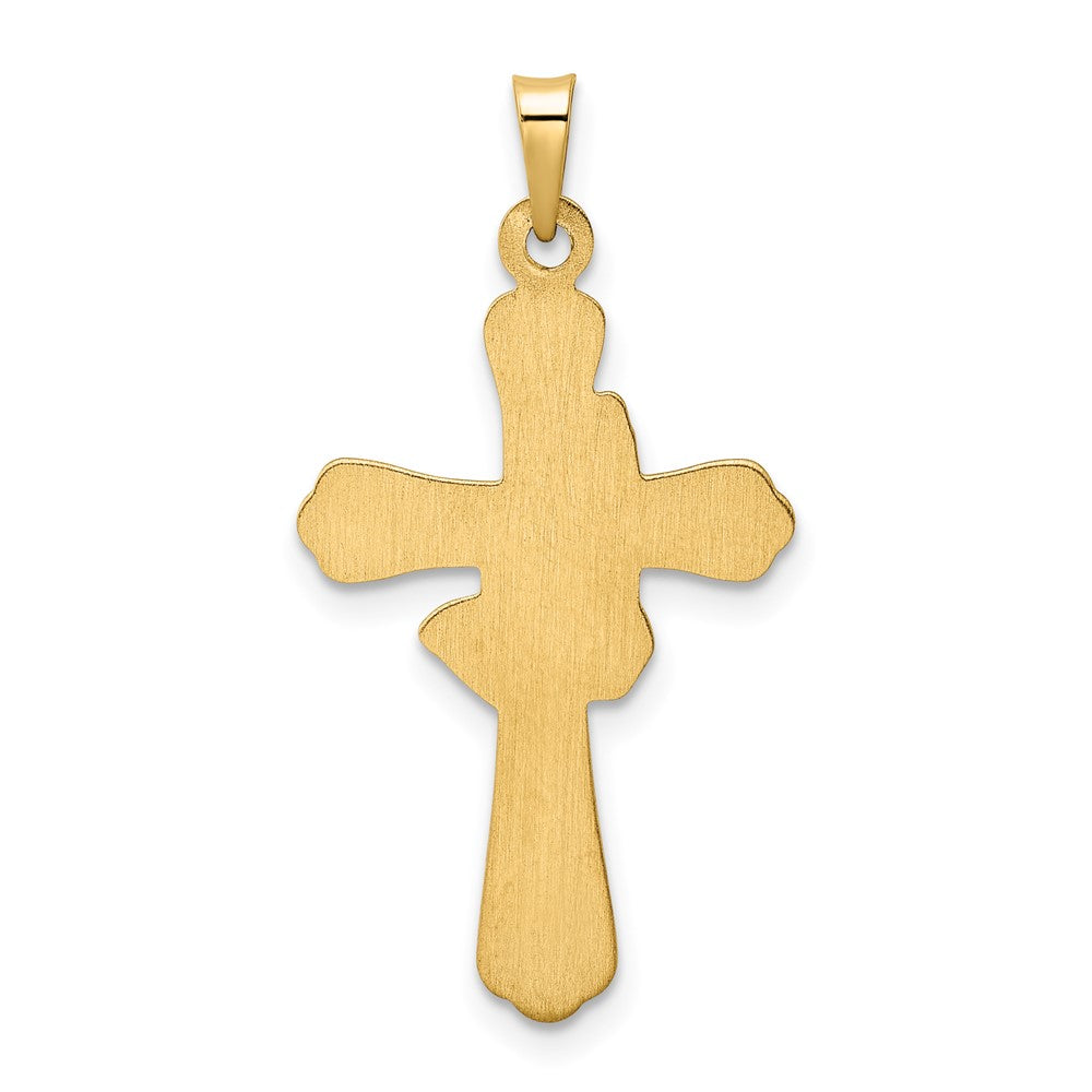 FJC Finejewelers 14 kt Yellow Gold with Rhodium Polished Hollow Praying Hands Cross Charm 32 x 17 mm