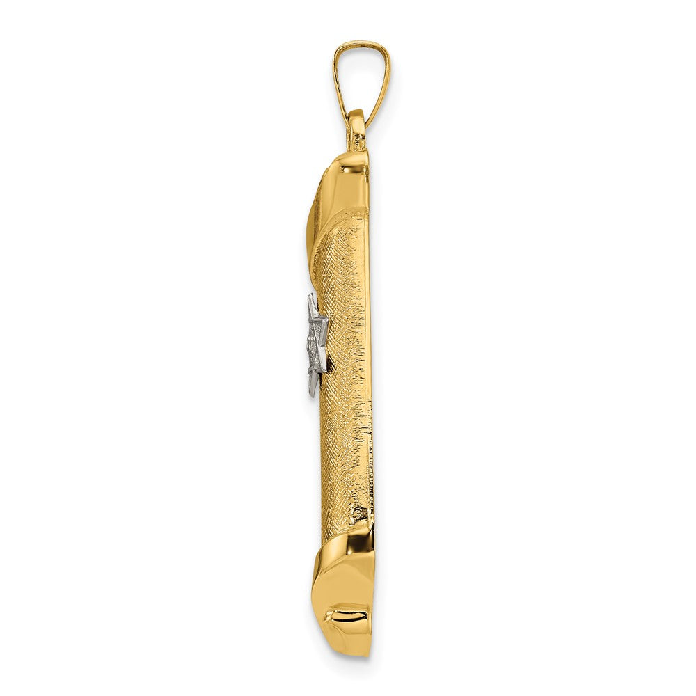 FJC Finejewelers 14 kt Two Tone Gold Hollow Mezuzah and Star Charm 37 x 12 mm