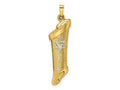 FJC Finejewelers 14 kt Two Tone Gold Hollow Mezuzah and Star Charm 37 x 12 mm
