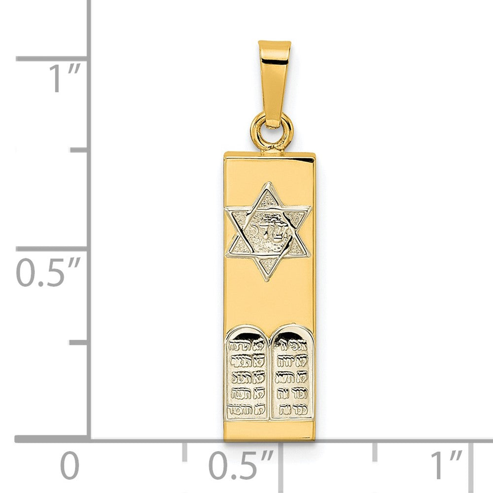 FJC Finejewelers 14 kt Two Tone Gold Polished Hollow Mezuzah with Star of David and Torah Charm 27 x 6 mm