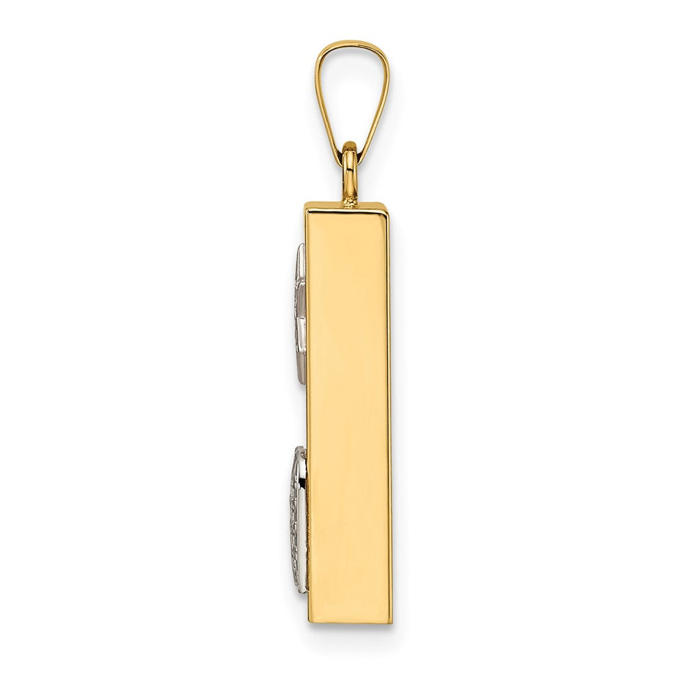 FJC Finejewelers 14 kt Two Tone Gold Polished Hollow Mezuzah with Star of David and Torah Charm 27 x 6 mm