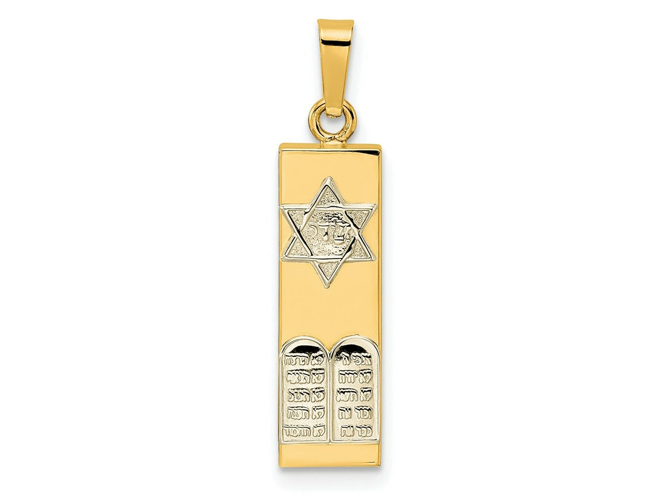 FJC Finejewelers 14 kt Two Tone Gold Polished Hollow Mezuzah with Star of David and Torah Charm 27 x 6 mm