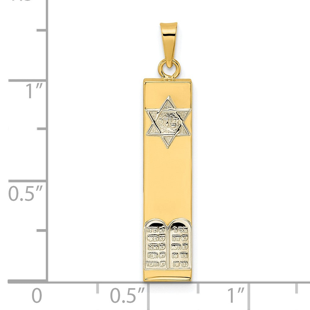 FJC Finejewelers 14 kt Two Tone Gold Polished Hollow Mezuzah with Star of David and Torah Charm 33 x 6 mm