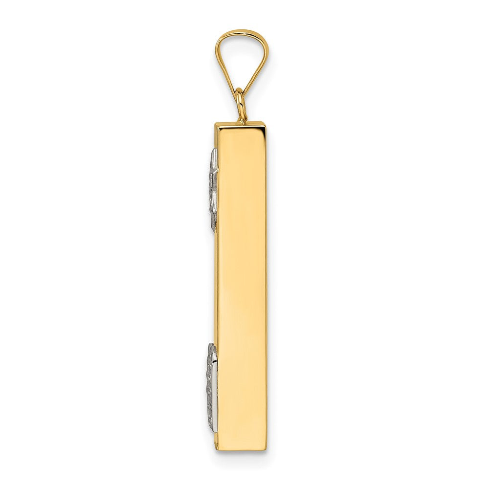 FJC Finejewelers 14 kt Two Tone Gold Polished Hollow Mezuzah with Star of David and Torah Charm 33 x 6 mm