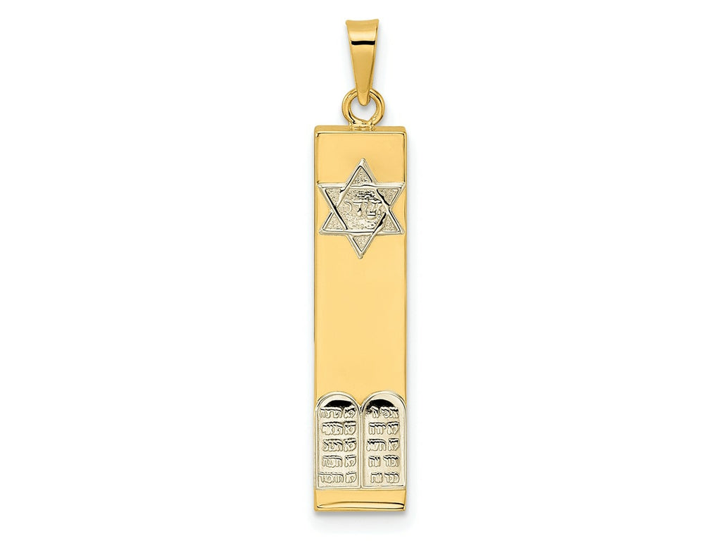 FJC Finejewelers 14 kt Two Tone Gold Polished Hollow Mezuzah with Star of David and Torah Charm 33 x 6 mm