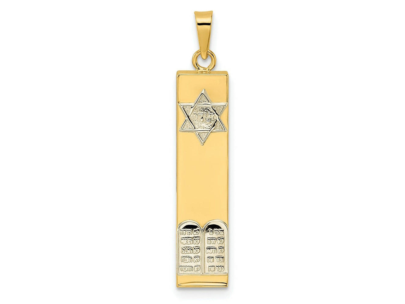 FJC Finejewelers 14 kt Two Tone Gold Polished Hollow Mezuzah with Star of David and Torah Charm 33 x 6 mm