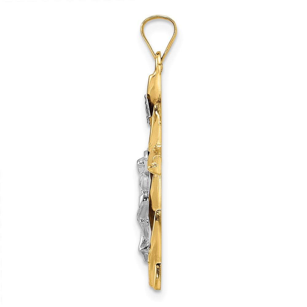 FJC Finejewelers 14 kt Two Tone Gold Polished Hollow INRI Crucifix Twisted Cross Charm 31 x 17 mm
