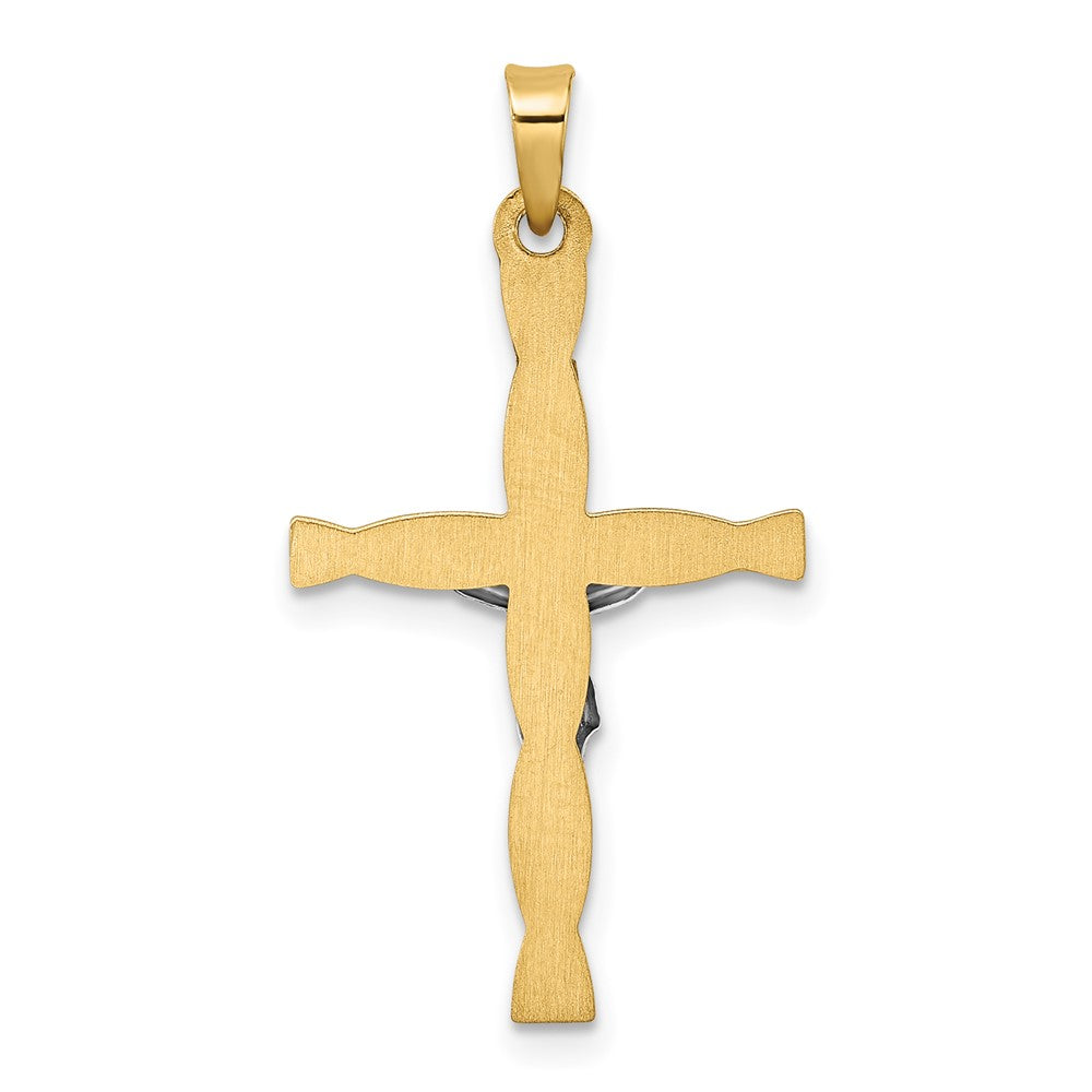 FJC Finejewelers 14 kt Two Tone Gold Polished Hollow INRI Crucifix Twisted Cross Charm 31 x 17 mm