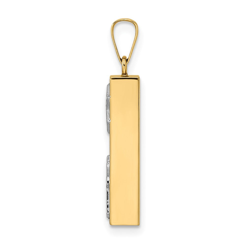 FJC Finejewelers 14 kt Two Tone Gold Polished Hollow Mezuzah with Star of David and Chai Charm 26 x 6 mm