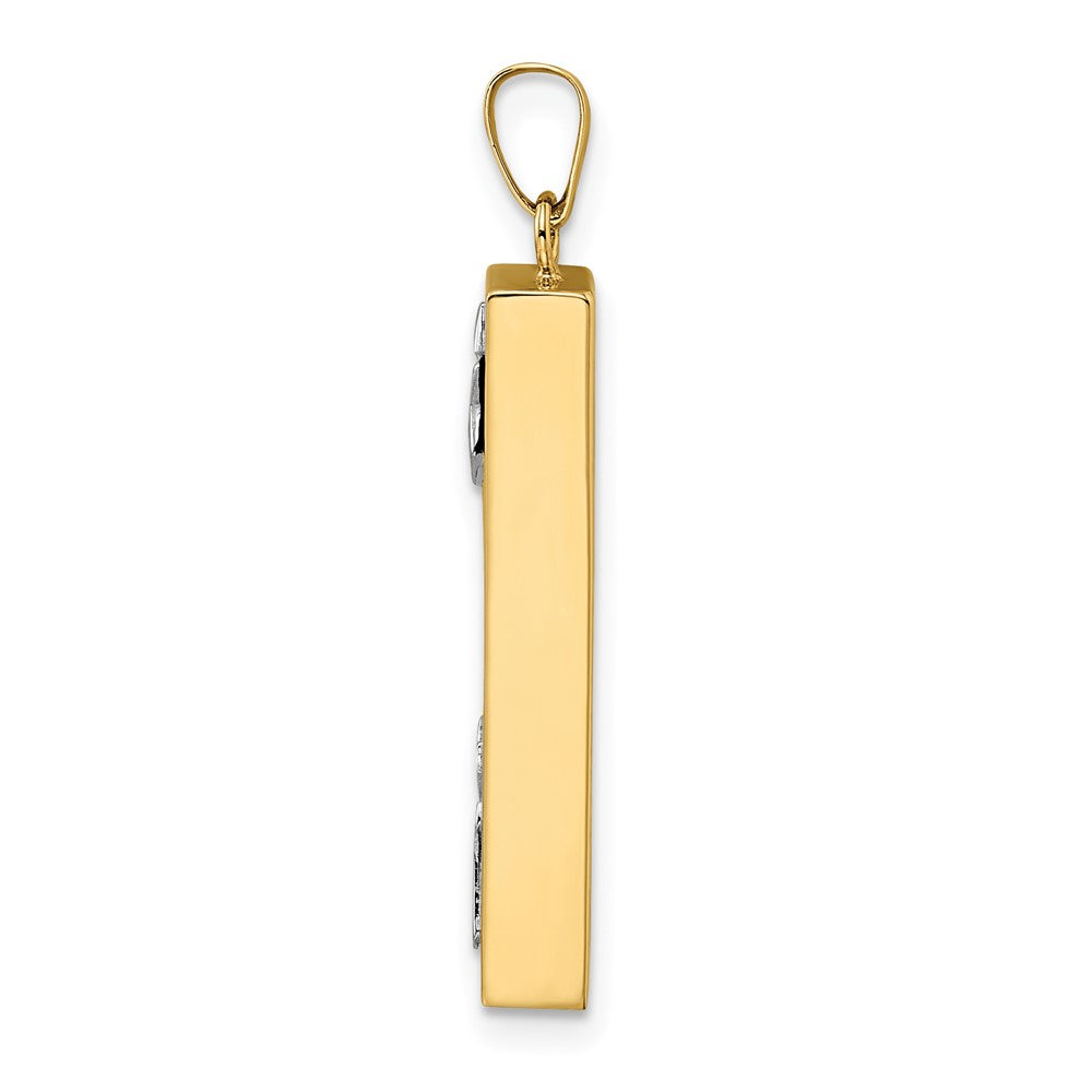 FJC Finejewelers 14 kt Two Tone Gold Polished Hollow Mezuzah with Star of David and Chai Charm 32 x 6 mm