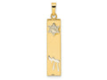 FJC Finejewelers 14 kt Two Tone Gold Polished Hollow Mezuzah with Star of David and Chai Charm 32 x 6 mm