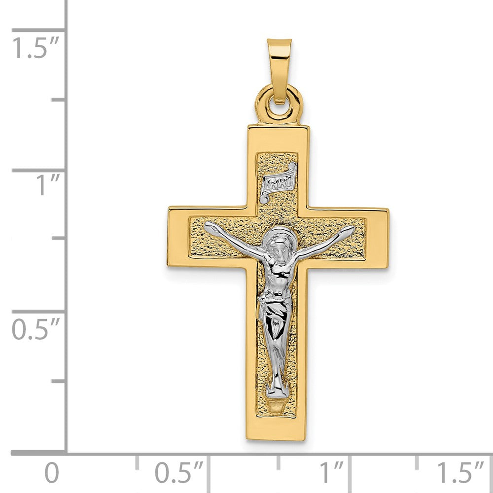 FJC Finejewelers 14 kt Two Tone Gold Polished Solid INRI Crucifix Charm 36 x 20 mm