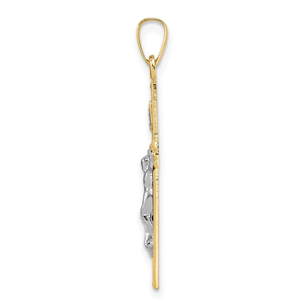 FJC Finejewelers 14 kt Two Tone Gold Polished Solid INRI Crucifix Charm 32 x 16 mm