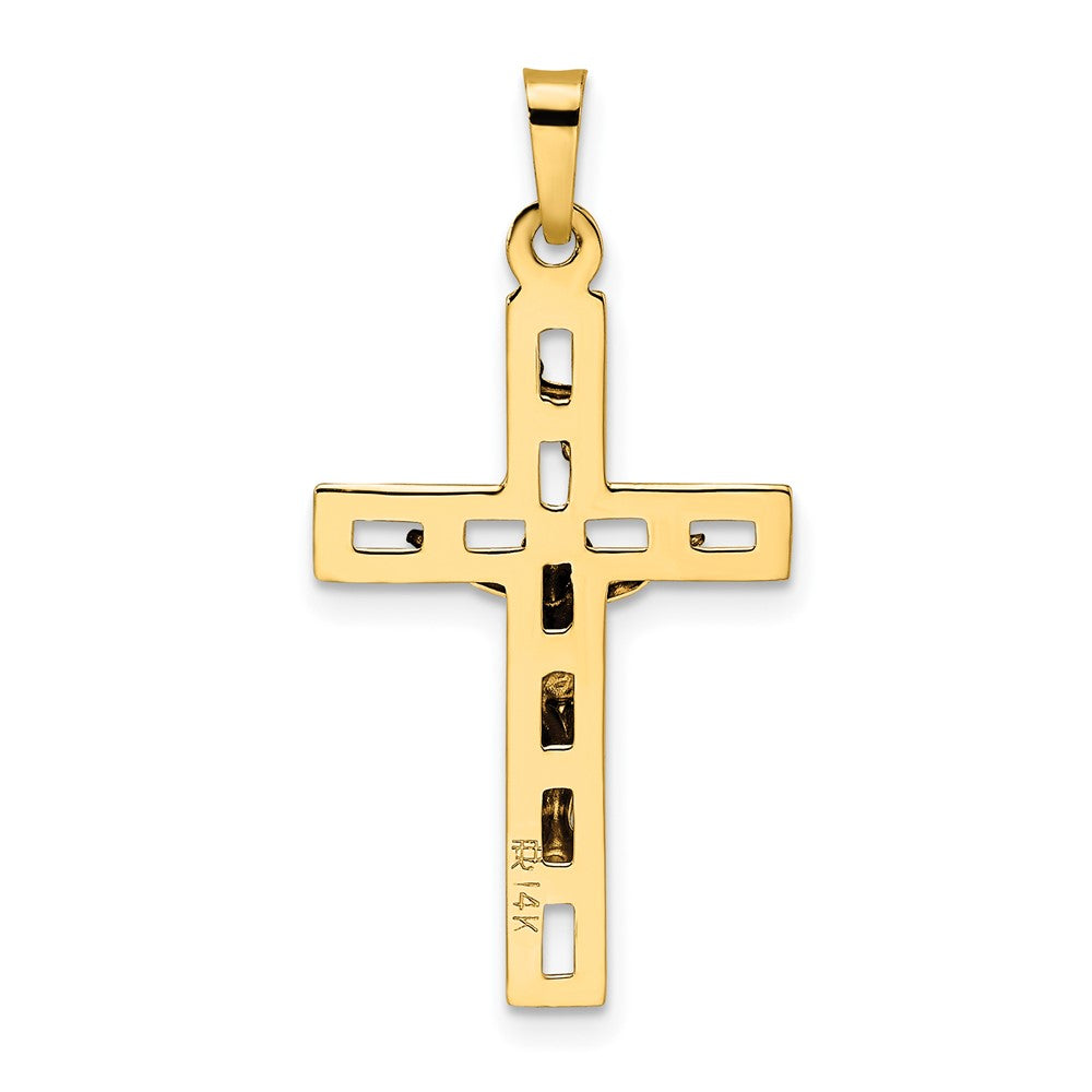 FJC Finejewelers 14 kt Two Tone Gold Polished Solid INRI Crucifix Charm 32 x 16 mm
