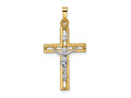 FJC Finejewelers 14 kt Two Tone Gold Polished Solid INRI Crucifix Charm 32 x 16 mm