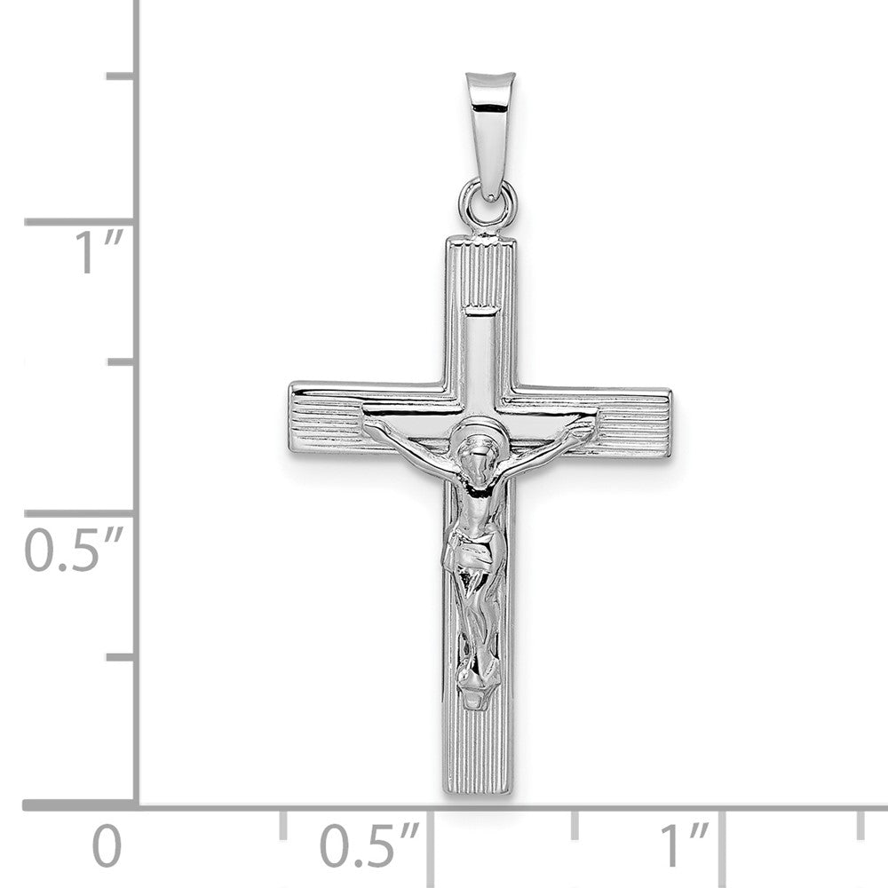 FJC Finejewelers 14 kt White Gold  Polished Solid Striped Crucifix Cross Charm 32 mm x 16 mm