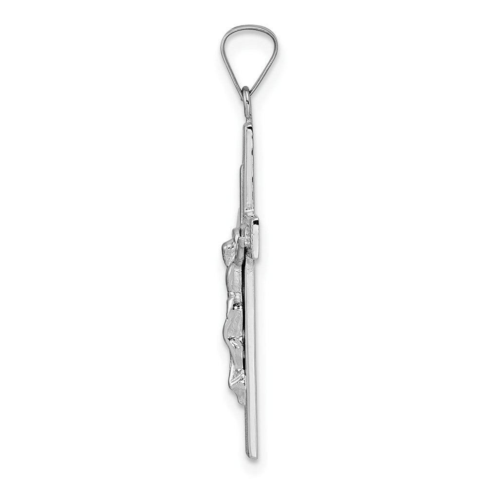 FJC Finejewelers 14 kt White Gold  Polished Solid Striped Crucifix Cross Charm 32 mm x 16 mm