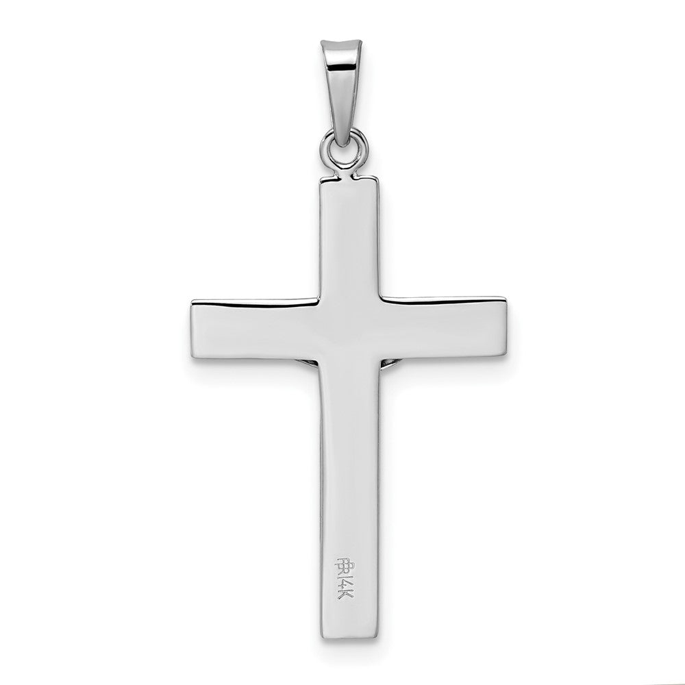 FJC Finejewelers 14 kt White Gold  Polished Solid Striped Crucifix Cross Charm 32 mm x 16 mm