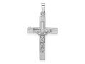 FJC Finejewelers 14 kt White Gold  Polished Solid Striped Crucifix Cross Charm 32 mm x 16 mm