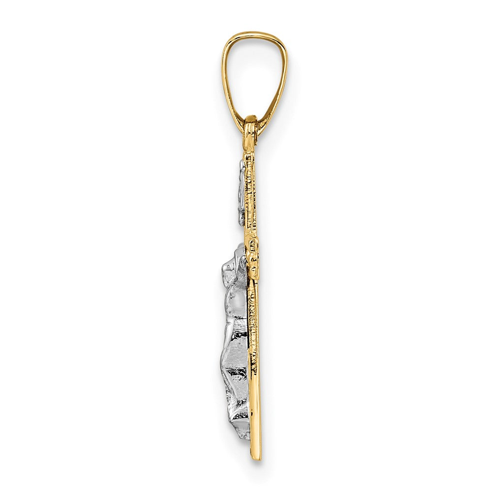 FJC Finejewelers 14 kt Two Tone Gold Polished Solid INRI Crucifix Charm 24 x 11 mm