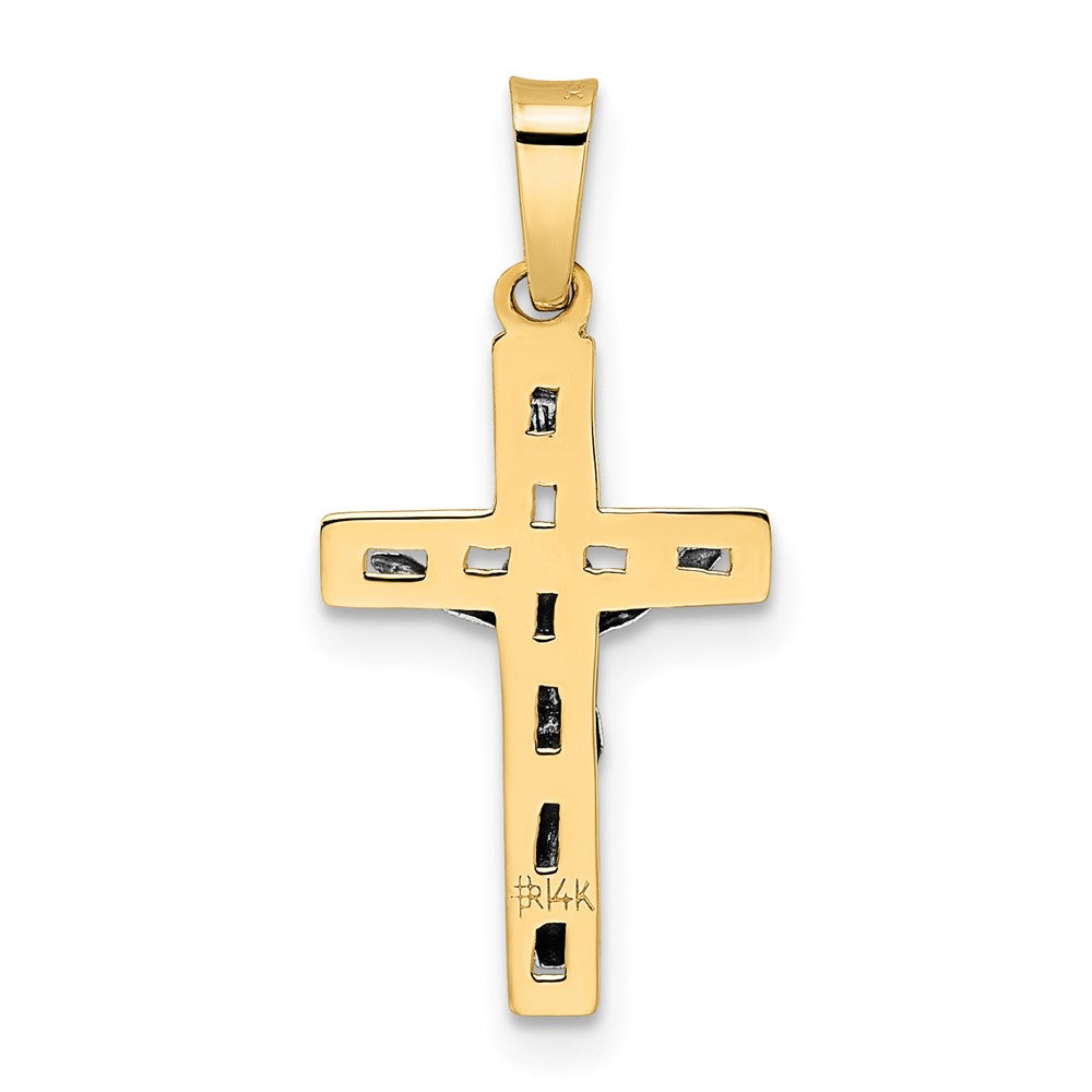FJC Finejewelers 14 kt Two Tone Gold Polished Solid INRI Crucifix Charm 24 x 11 mm