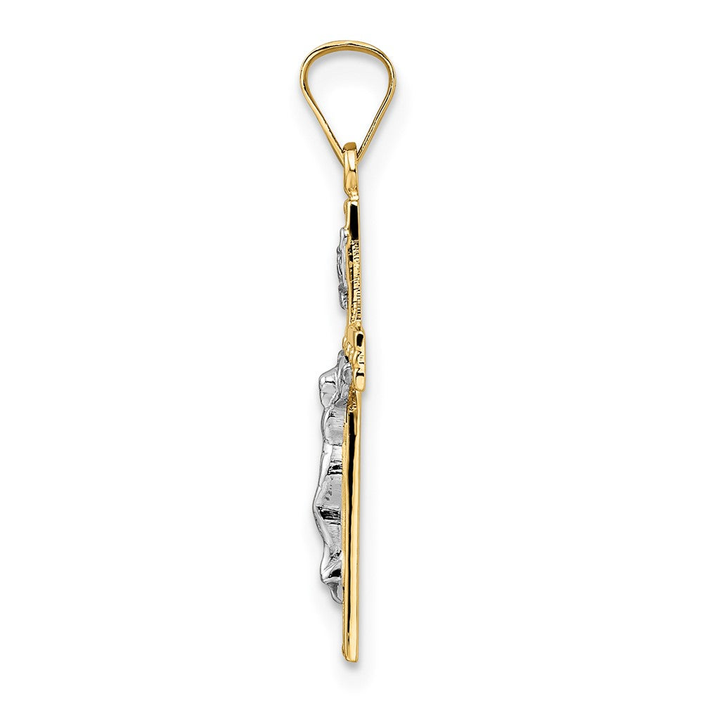 FJC Finejewelers 14 kt Two Tone Gold Polished Solid INRI Crucifix Charm 27 x 13 mm