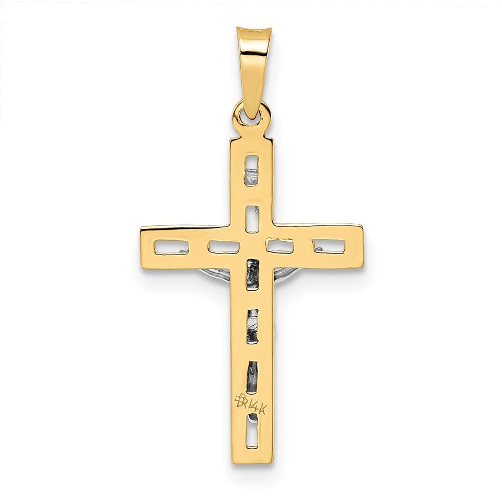 FJC Finejewelers 14 kt Two Tone Gold Polished Solid INRI Crucifix Charm 27 x 13 mm