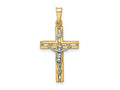 FJC Finejewelers 14 kt Two Tone Gold Polished Solid INRI Crucifix Charm 27 x 13 mm