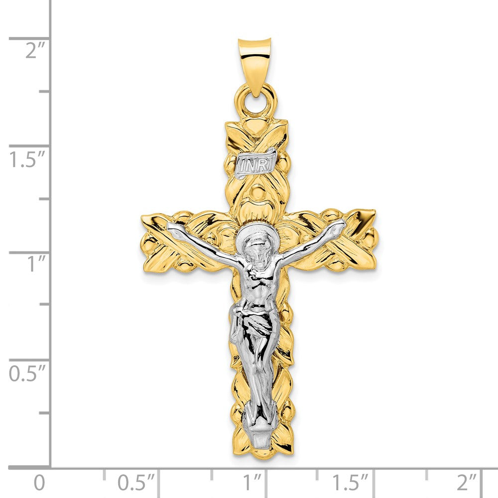 FJC Finejewelers 14 kt Two Tone Gold Polished Solid INRI Crucifix Charm 51 x 28 mm