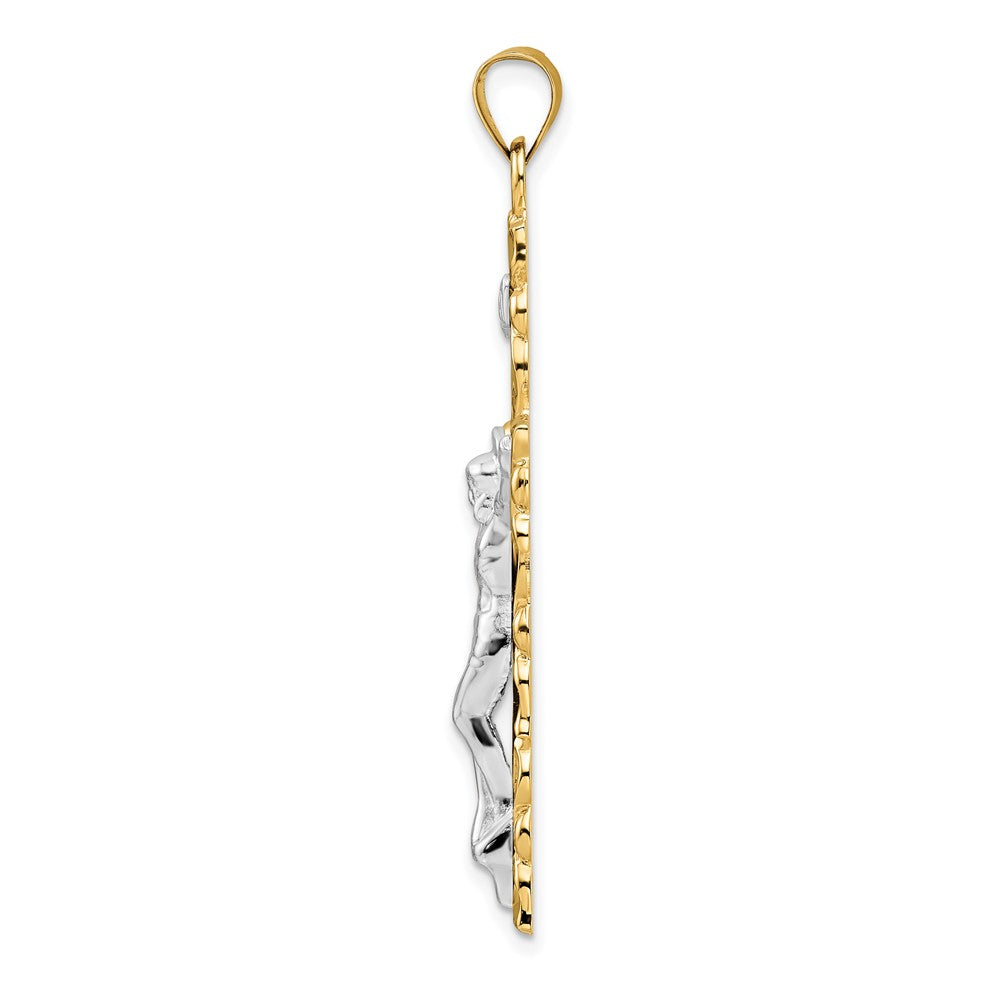 FJC Finejewelers 14 kt Two Tone Gold Polished Solid INRI Crucifix Charm 51 x 28 mm
