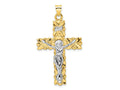 FJC Finejewelers 14 kt Two Tone Gold Polished Solid INRI Crucifix Charm 51 x 28 mm