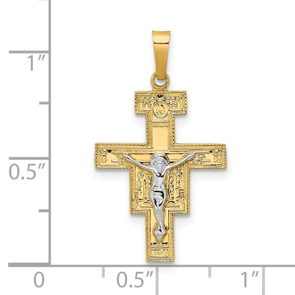FJC Finejewelers 14 kt Two Tone Gold Solid Crucifix Charm 28 x 16 mm