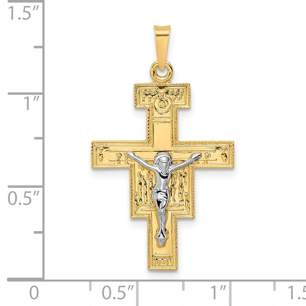 FJC Finejewelers 14 kt Two Tone Gold Solid Crucifix Charm 33 x 19 mm