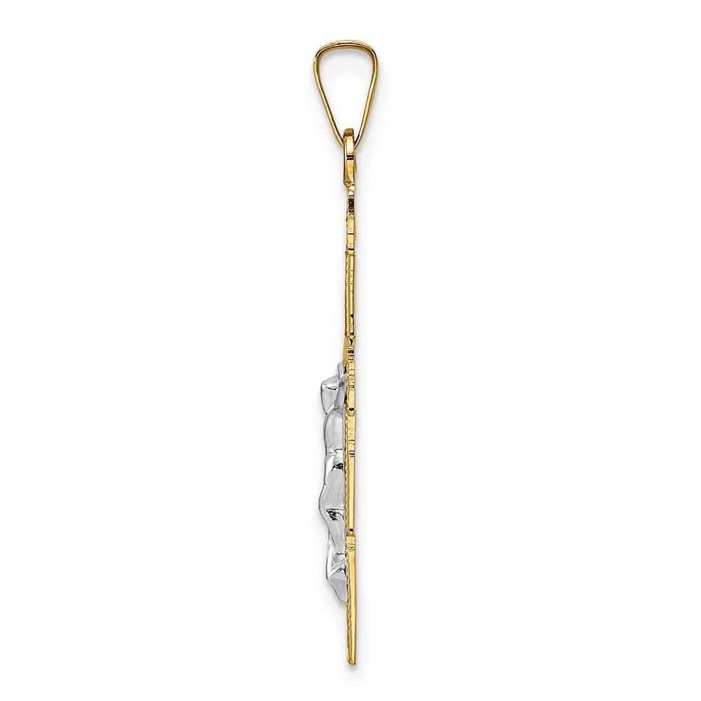 FJC Finejewelers 14 kt Two Tone Gold Solid Crucifix Charm 33 x 19 mm