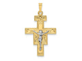 FJC Finejewelers 14 kt Two Tone Gold Solid Crucifix Charm 33 x 19 mm