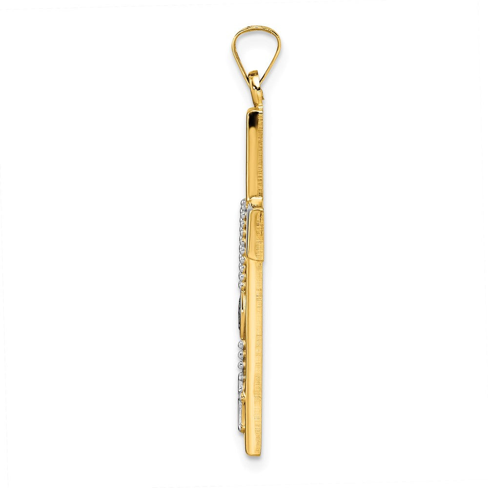 FJC Finejewelers 14 kt Two Tone Gold Polished Hollow Rosary Cross Charm 37 x 20 mm