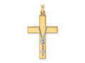 FJC Finejewelers 14 kt Two Tone Gold Polished Hollow Rosary Cross Charm 37 x 20 mm