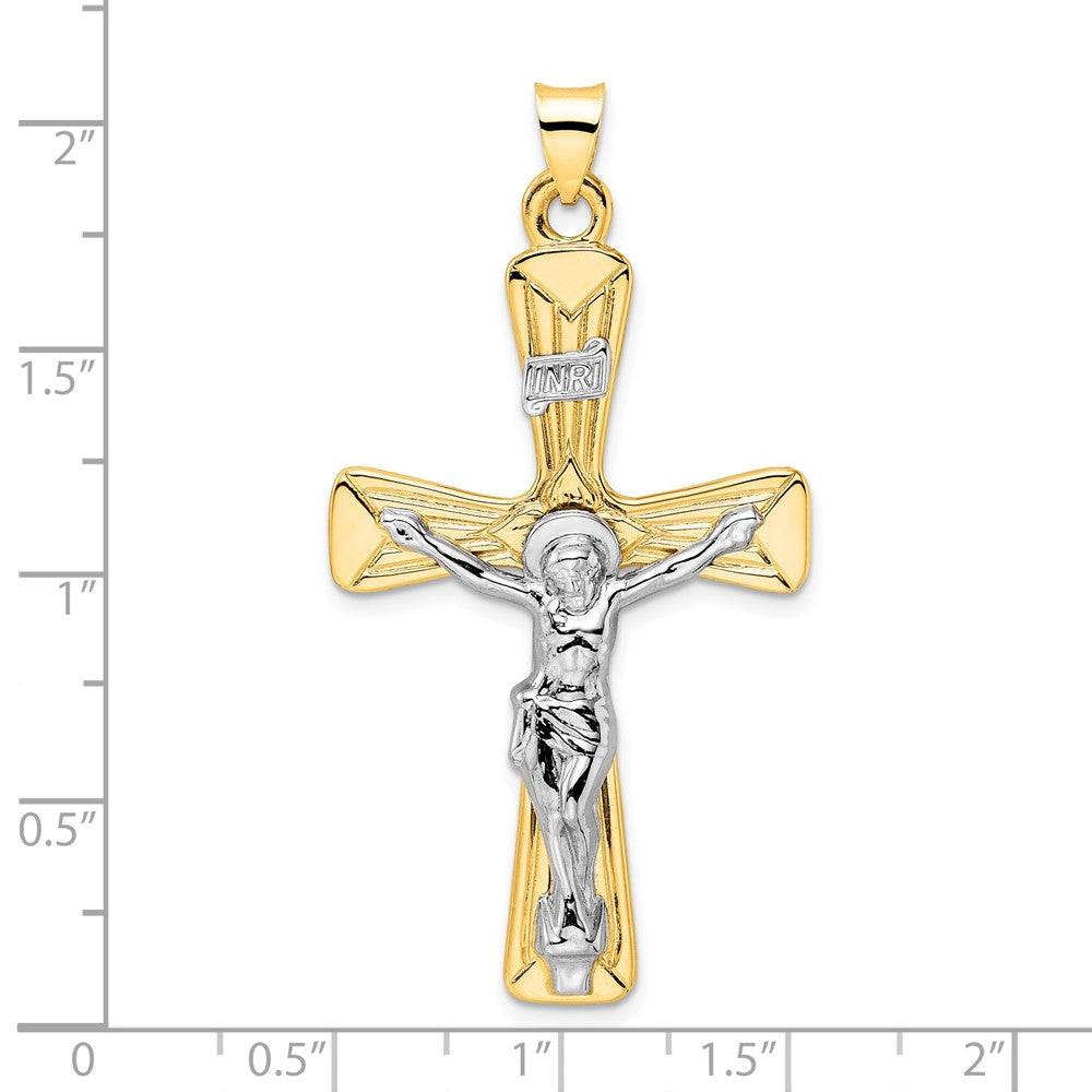 FJC Finejewelers 14 kt Two Tone Gold Polished Solid INRI Crucifix Charm 52 x 27 mm