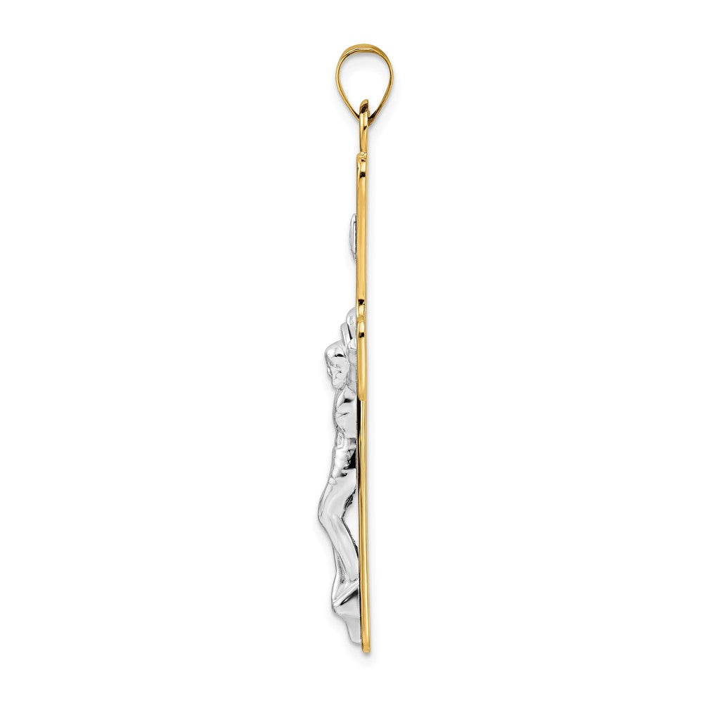 FJC Finejewelers 14 kt Two Tone Gold Polished Solid INRI Crucifix Charm 52 x 27 mm