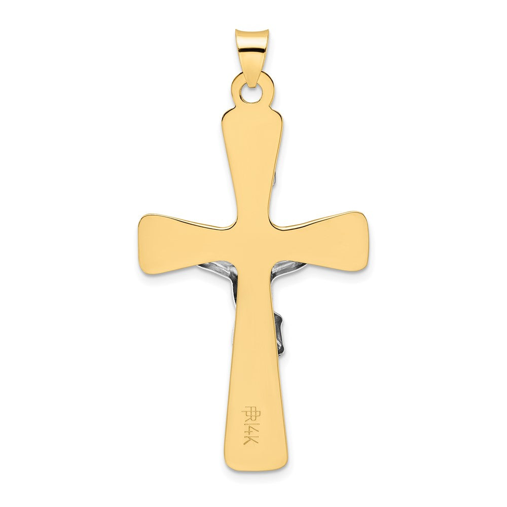 FJC Finejewelers 14 kt Two Tone Gold Polished Solid INRI Crucifix Charm 52 x 27 mm