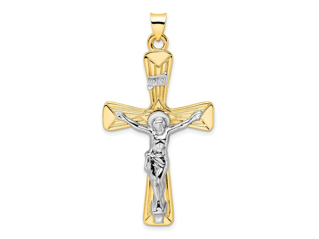 FJC Finejewelers 14 kt Two Tone Gold Polished Solid INRI Crucifix Charm 52 x 27 mm