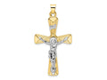 FJC Finejewelers 14 kt Two Tone Gold Polished Solid INRI Crucifix Charm 52 x 27 mm