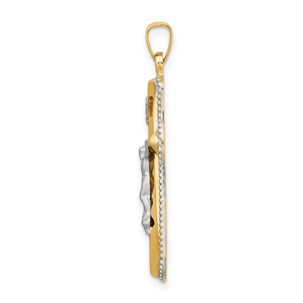 FJC Finejewelers 14 kt Two Tone Gold and White Rhodium Hollow INRI Crucifix Charm 35 x 19 mm