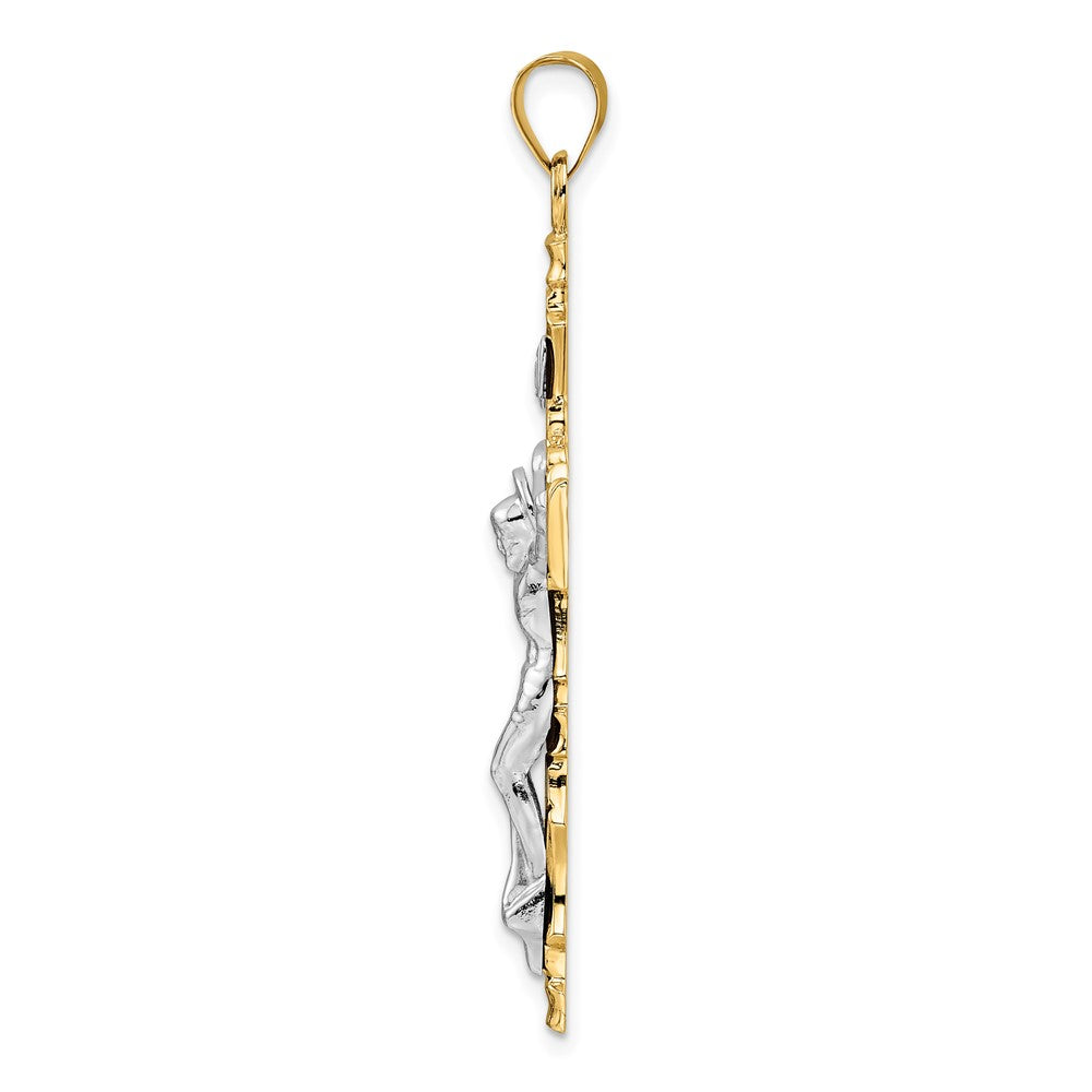 FJC Finejewelers 14 kt Two Tone Gold Solid INRI Crucifix Charm 53 x 29 mm