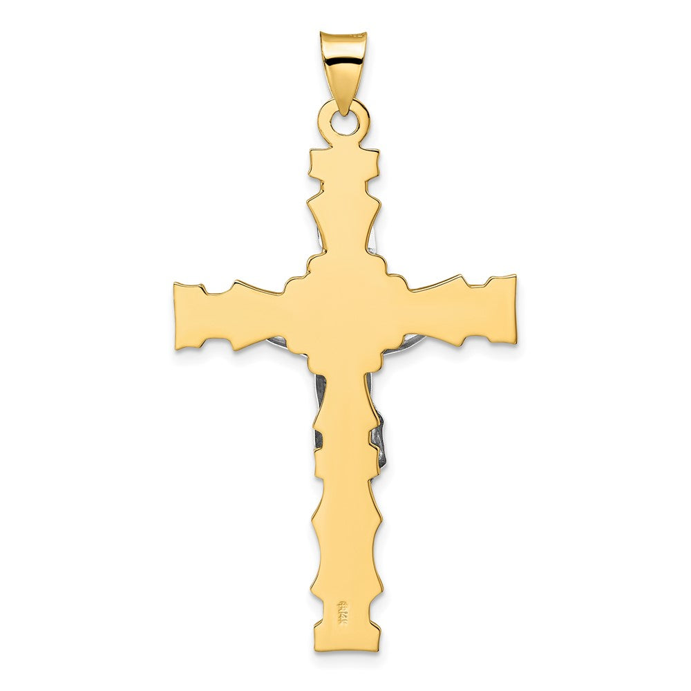FJC Finejewelers 14 kt Two Tone Gold Solid INRI Crucifix Charm 53 x 29 mm