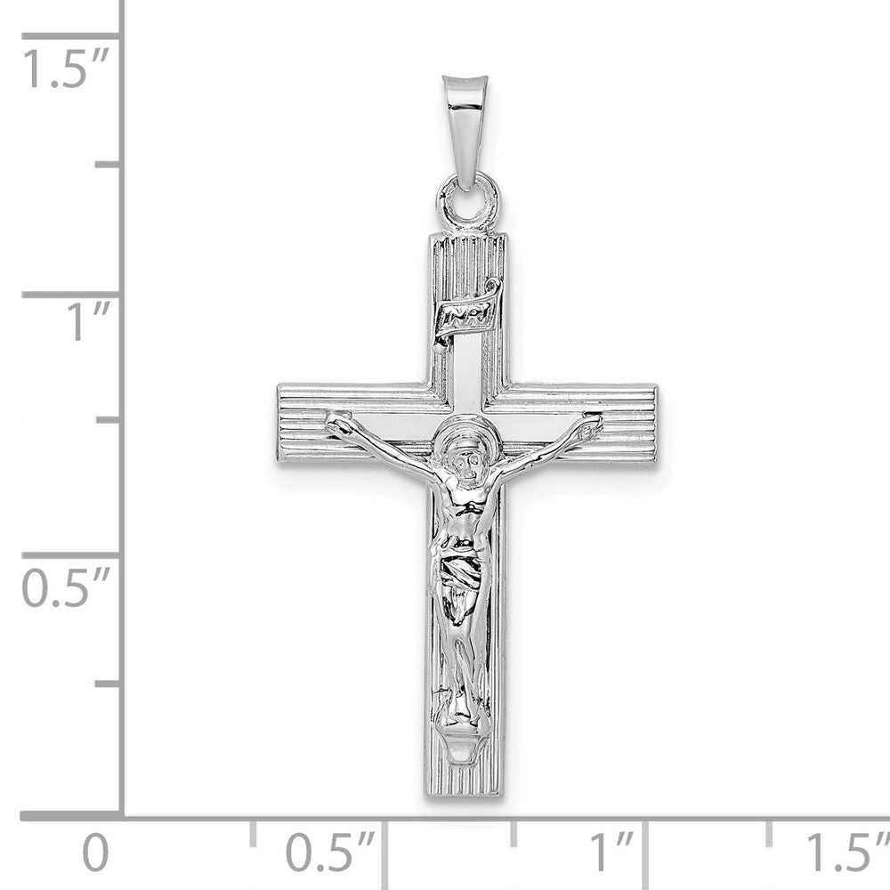 FJC Finejewelers 14 kt White Gold  Polished Solid INRI Striped Crucifix Cross Charm 34 mm x 19 mm