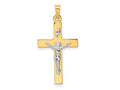 FJC Finejewelers 14 kt Two Tone Gold Polished Solid INRI Crucifix Charm 32 x 16 mm