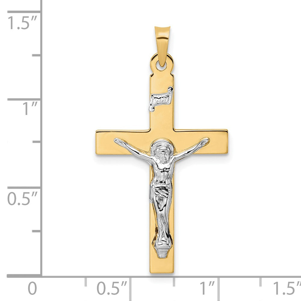 FJC Finejewelers 14 kt Two Tone Gold Polished Solid INRI Crucifix Charm 34 x 19 mm