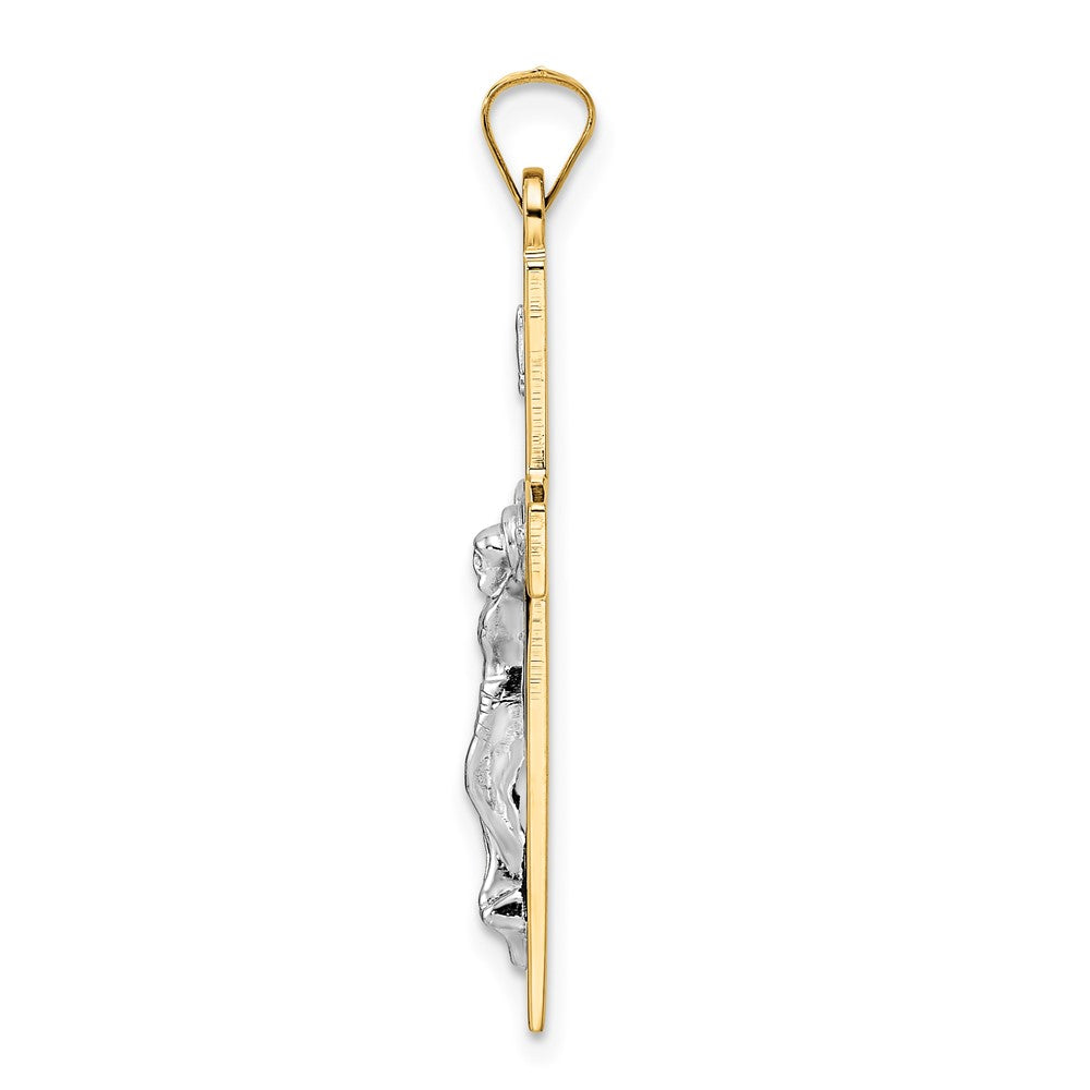 FJC Finejewelers 14 kt Two Tone Gold Polished Solid INRI Crucifix Charm 34 x 19 mm
